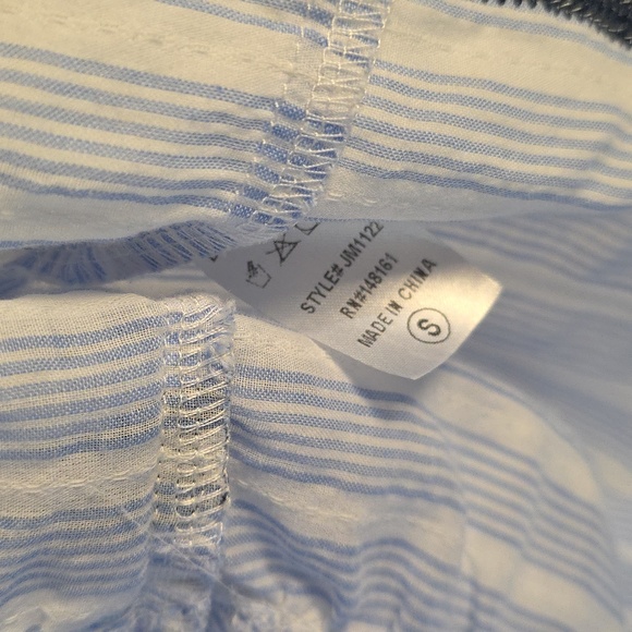 J. Marie Blue and White Striped Blouse - Picture 3 of 5